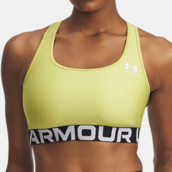 HeatGear® Armour Mid Branded Sports Bra - Picture 1 of 4